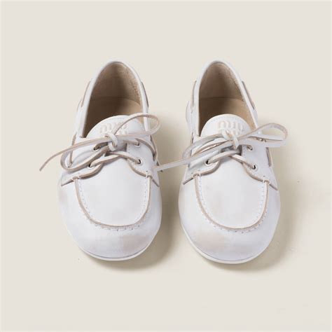 unlined bleached leather loafers miu miu|White Unlined Bleached Leather Loafers .